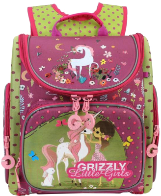 Школьный рюкзак Grizzly RA-971-1 (фуксия/салатовый)