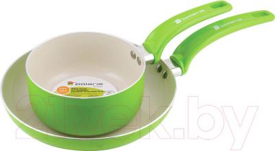 Набор кухонной посуды Polaris Rain 1624SPF (зелёный) - общий вид