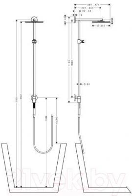 Душевая система Hansgrohe Raindance Connect 27421000 - габаритные размеры