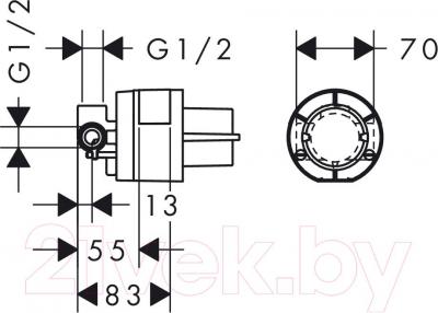 Встраиваемый механизм смесителя Hansgrohe 13620180 - технический чертеж