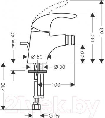 Смеситель Hansgrohe Focus E 31720000 - технический чертеж