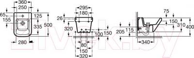 Биде подвесное Roca Dama-N A357786000 - технический чертеж