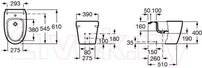 Биде напольное Roca Khroma A357657000 - технический чертеж