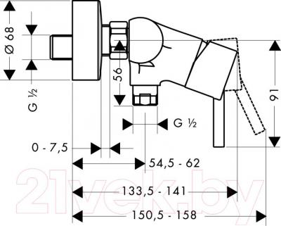 Смеситель Hansgrohe Talis 32640000 - технический чертеж