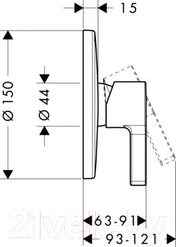 Смеситель Hansgrohe Metris S 31665000 - технический чертеж