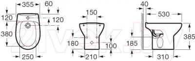 Биде напольное Roca Victoria A357390000 - технический чертеж