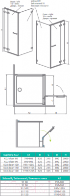 Душевая дверь Radaway Euphoria KDJ Door 100 R / 383040-01R