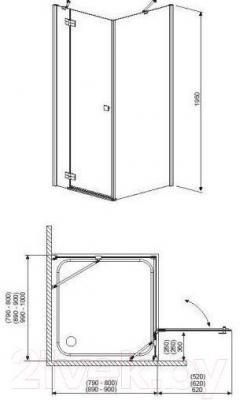 Душевой уголок Radaway Almatea KDJ 90 L / 32102-01-08NL