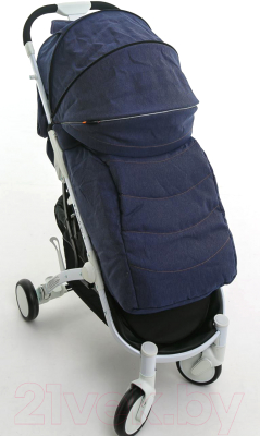 Детская прогулочная коляска Babyzz D200 (джинс, белая рама)