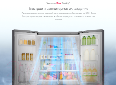 Изображение товара Холодильник с морозильником LG DoorCooling+ GC-Q22FTBKL