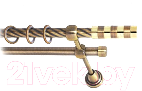 Карниз для штор Lm Decor Жезл 060 2р витой (антик, 3.2м)