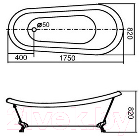 Ванна акриловая Gemy G9030C 175x82