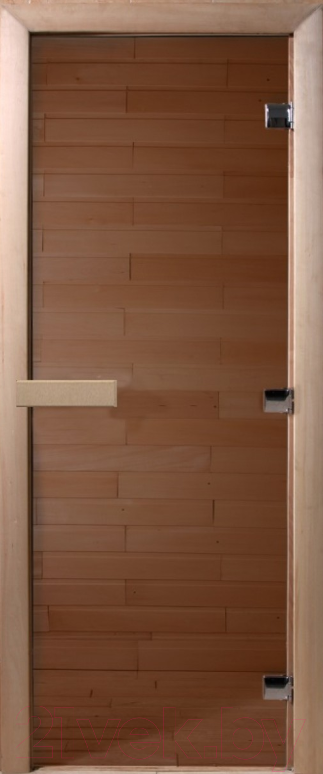 Стеклянная дверь для бани/сауны Doorwood Теплый день 190x70 (бронза, коробка листва)