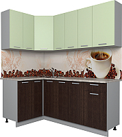Кухонный гарнитур Интерлиния Мила Лайт 1.2x1.9 (салатовый/дуб венге) - 