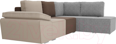 Комплект мягкой мебели Лига Диванов Хавьер правый / 101261 (рогожка бежевый/коричневый/серый)