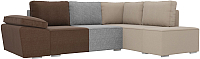 Комплект мягкой мебели Лига Диванов Хавьер правый / 101263 (рогожка коричневый/серый/бежевый) - 