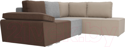 Комплект мягкой мебели Лига Диванов Хавьер правый / 101263 (рогожка коричневый/серый/бежевый)