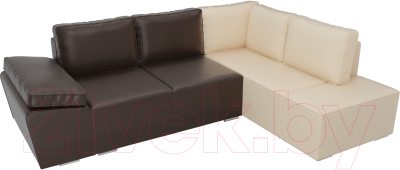 Комплект мягкой мебели Лига Диванов Хавьер правый / 101270 (экокожа коричневый/бежевый)