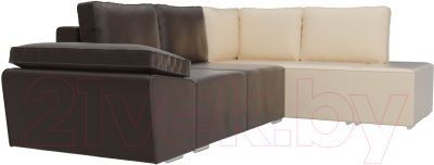 Комплект мягкой мебели Лига Диванов Хавьер правый / 101270 (экокожа коричневый/бежевый)