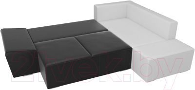 Комплект мягкой мебели Лига Диванов Хавьер правый / 101272 (экокожа черный/белый)