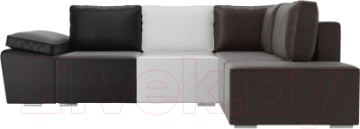 Комплект мягкой мебели Лига Диванов Хавьер правый / 101273 (экокожа черный/белый/коричневый)