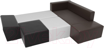 Комплект мягкой мебели Лига Диванов Хавьер правый / 101273 (экокожа черный/белый/коричневый)