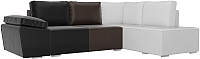 Комплект мягкой мебели Лига Диванов Хавьер правый / 101274 (экокожа черный/коричневый/белый) - 