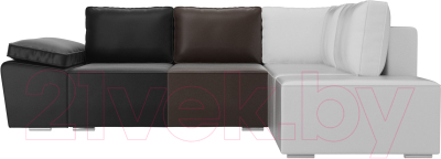 Комплект мягкой мебели Лига Диванов Хавьер правый / 101274 (экокожа черный/коричневый/белый)