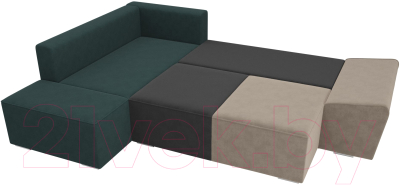 Комплект мягкой мебели Лига Диванов Хавьер левый / 101239 (велюр бежевый/серый/бирюзовый)