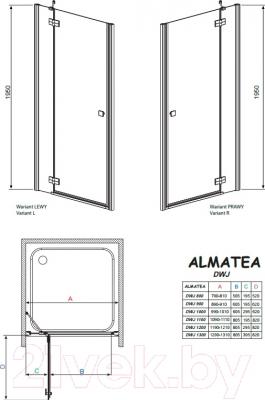 Душевая дверь Radaway Almatea DWJ 100 L / 31202-01-01N