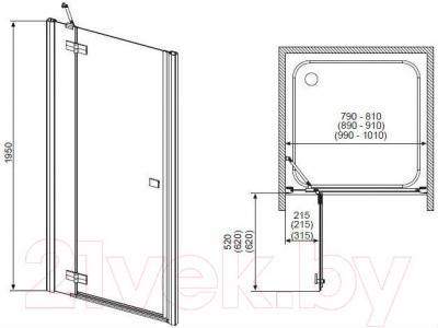 Душевая дверь Radaway Almatea DWJ 100 L / 31202-01-12N