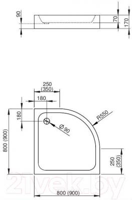 Душевой поддон Radaway Siros A900 Compact / SBA9917-2