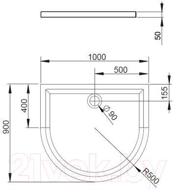 Душевой поддон Radaway Delos P1000 Panel / 4Z19150-03N