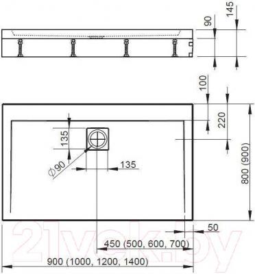 Душевой поддон Radaway Argos D800x1000 / 4AD810-01