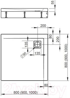 Душевой поддон Radaway Argos C1000 / 4AC1010-01 (с ножками)