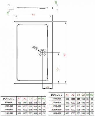 Душевой поддон Radaway Doros D800x1200 / SDRD1280-01