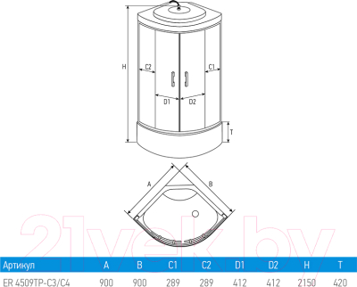 Душевая кабина Erlit ER4509TP-C3