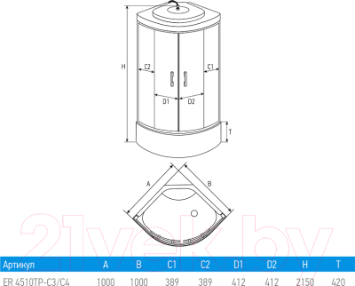 Душевая кабина Erlit ER4510TP-C3