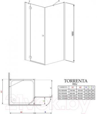 Душевой уголок Radaway Torrenta KDJ 100 L / 32242-01-10NL