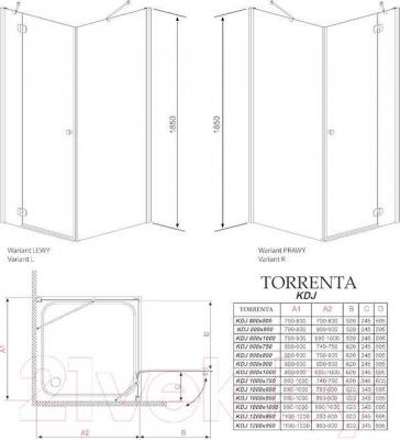 Душевая кабина Radaway Torrenta KDJ 90 R / 32202-01-01NR