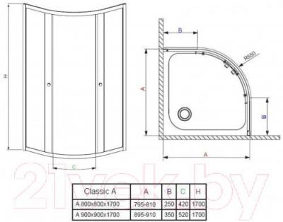 Душевой уголок Radaway Сlassic A800 / 30011-01-06