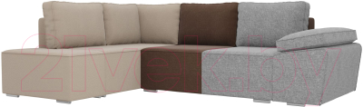 Комплект мягкой мебели Лига Диванов Хавьер левый / 101265 (рогожка серый/коричневый/бежевый)