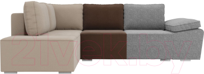 Комплект мягкой мебели Лига Диванов Хавьер левый / 101265 (рогожка серый/коричневый/бежевый)