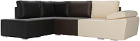 Комплект мягкой мебели Лига Диванов Хавьер левый / 101267 (экокожа бежевый/коричневый/черный) - 