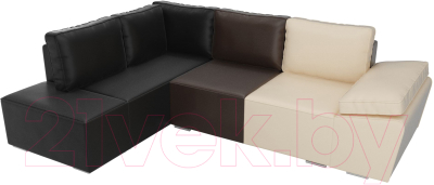 Комплект мягкой мебели Лига Диванов Хавьер левый / 101267 (экокожа бежевый/коричневый/черный)
