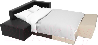 Комплект мягкой мебели Лига Диванов Хавьер левый / 101267 (экокожа бежевый/коричневый/черный)