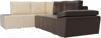 Комплект мягкой мебели Лига Диванов Хавьер левый / 101270 (экокожа коричневый/бежевый)