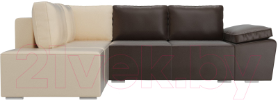 Комплект мягкой мебели Лига Диванов Хавьер левый / 101270 (экокожа коричневый/бежевый)