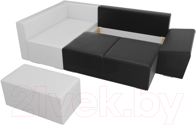 Комплект мягкой мебели Лига Диванов Хавьер левый / 101272 (экокожа черный/белый)