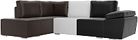 Комплект мягкой мебели Лига Диванов Хавьер левый / 101273 (экокожа черный/белый/коричневый) - 